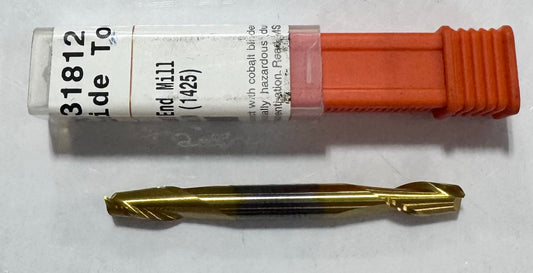 Imco 3/16" Carbide Double End Mill 2 Flute Tin Coated USA Made