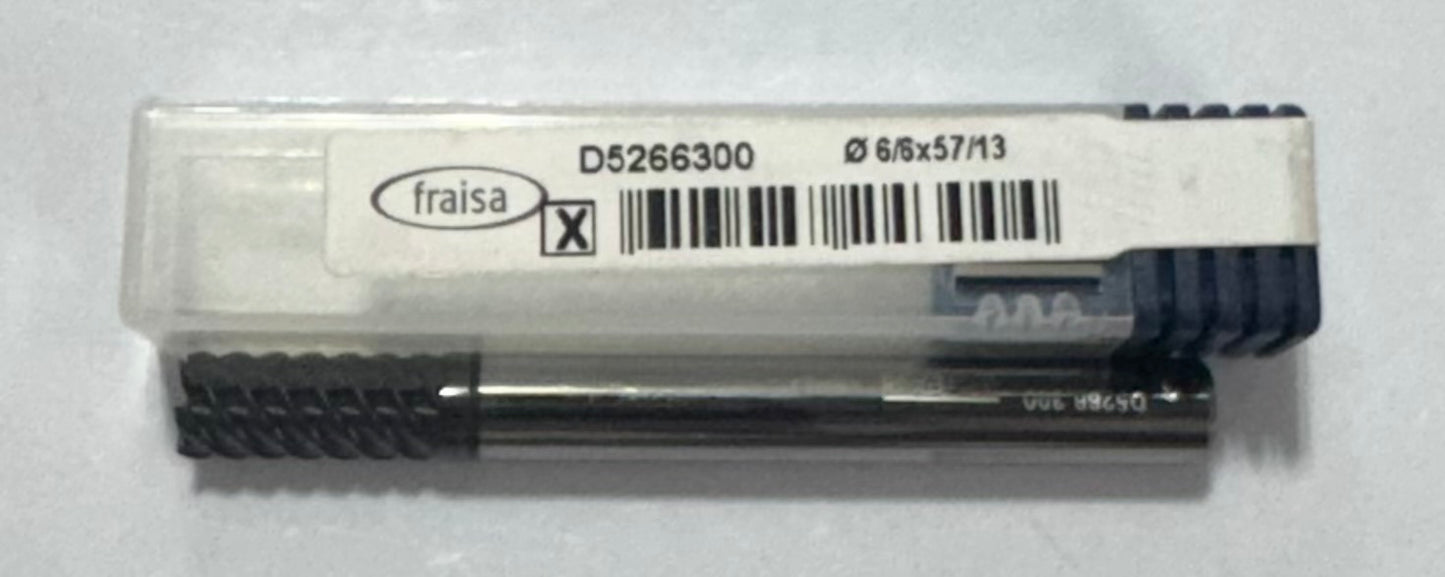 Fraisa 6mm Carbide End Mill 6 Flute AlTiN Coated