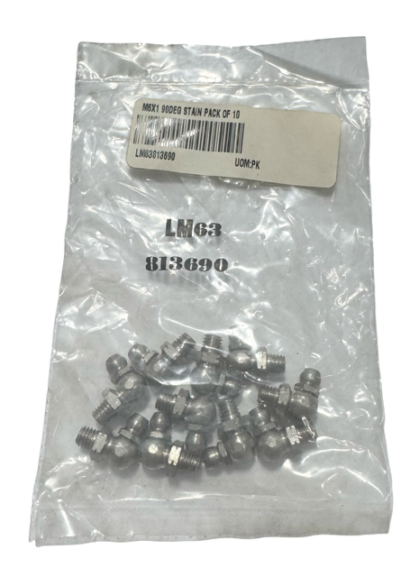 M6 x 1 Metric Stainless Steel 90 Deg Grease Fittings 10 Pack