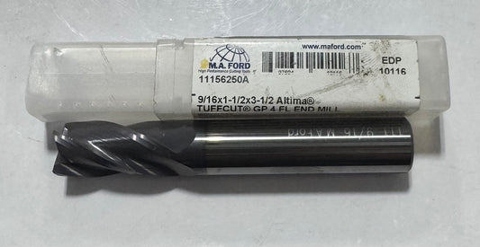 M.A. Ford 9/16" Carbide End Mill 4 Flute Altima Coated USA Made