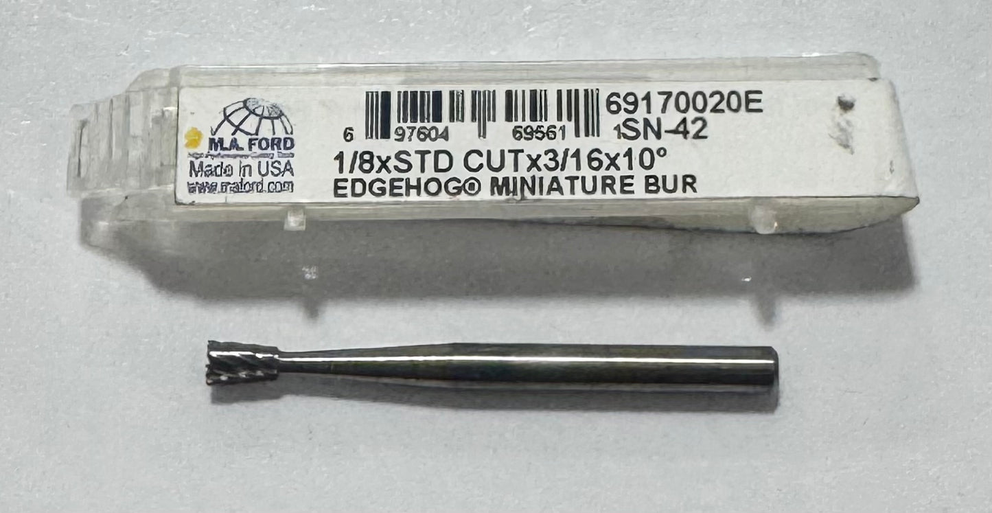 M.A. Ford 1/8" Carbide Burr SN-42 Single Cut Inverted Cone USA Made