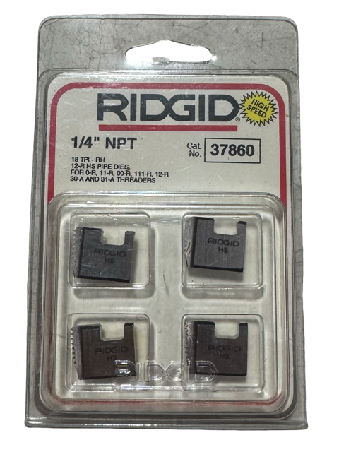 Ridgid 1/4" NPT Manual Threading Pipe & Bolt Dies 12R, 18TPI -RH