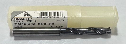 Bassett 21/64" Solid Carbide Drill TiAlN High Performance USA Made