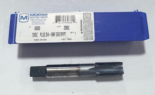 Morse 3/4"-16NF HSS-PM Spiral Point Plug Tap TiCN 4 Flute GH3 USA Made