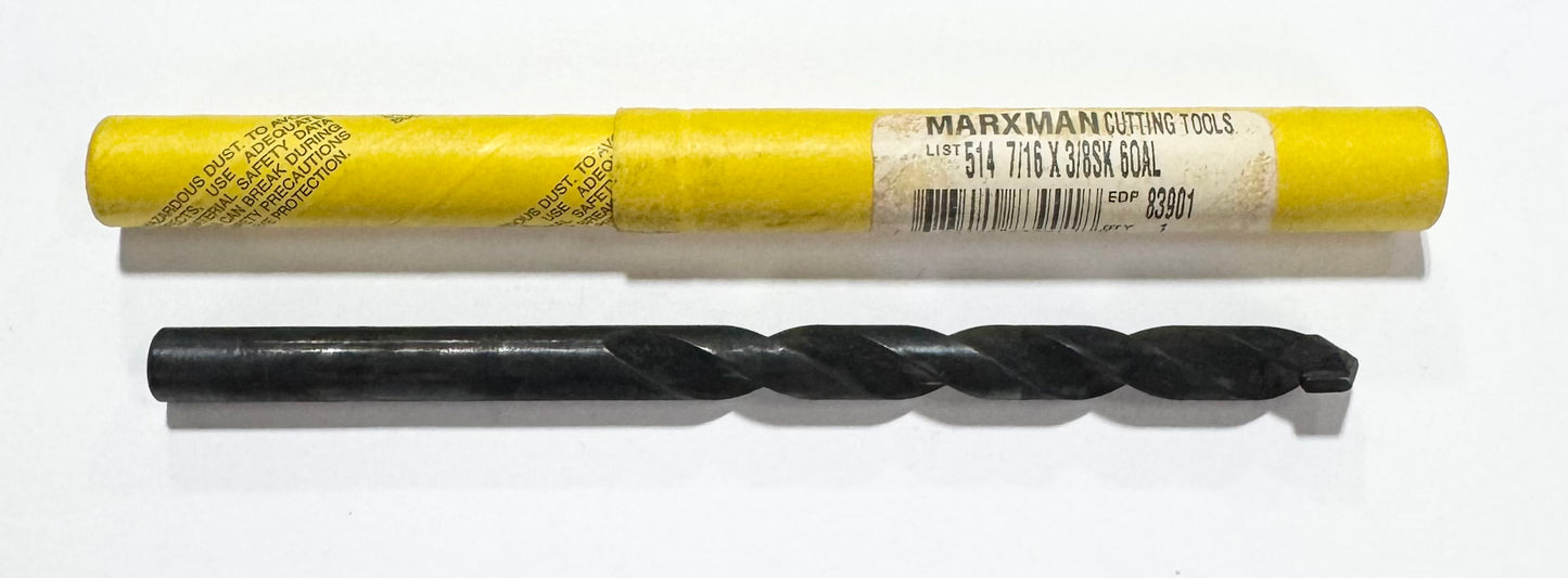 Marxman 7/16" x 6" Carbide Tipped Masonry Drill Bit 3/8" Shank USA Made