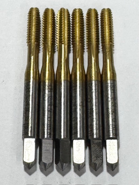 Guhring 12-24 Cobalt Tap Straight Flute Tin Coated H3 4 Flute Semi-Bottoming 5 Pack