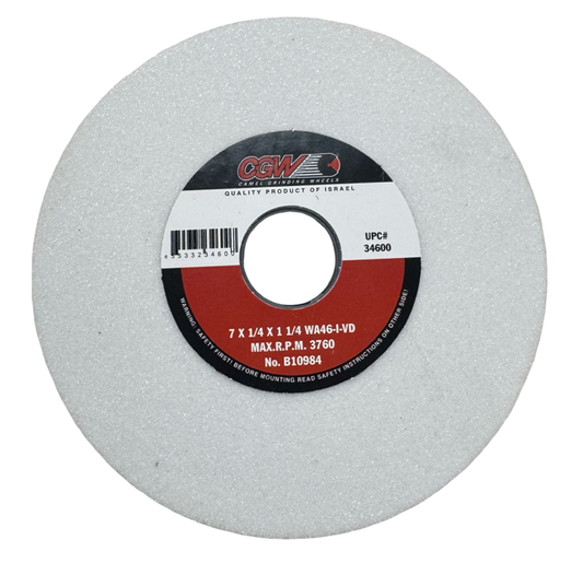 CGW 7" x 1/4" x 1-1/4" Surface Grinding Wheel 46 Grit Aluminum Oxide