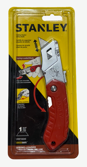 Stanley Folding Pocket Safety Knife Carbon Steel Blade Orange Handle