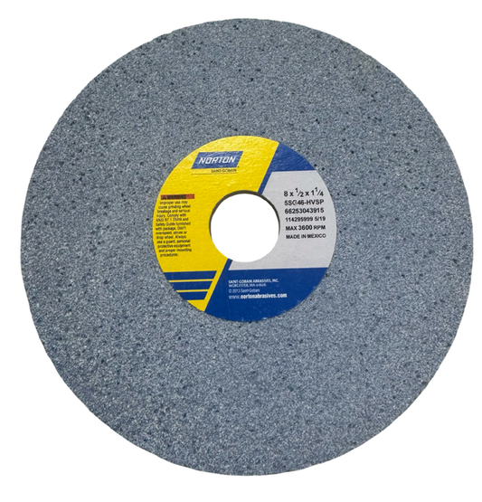 Norton 8" x 1/2" x 1-1/4" Surface Grinding Toolroom Wheel 46 Grit Ceramic Alumina