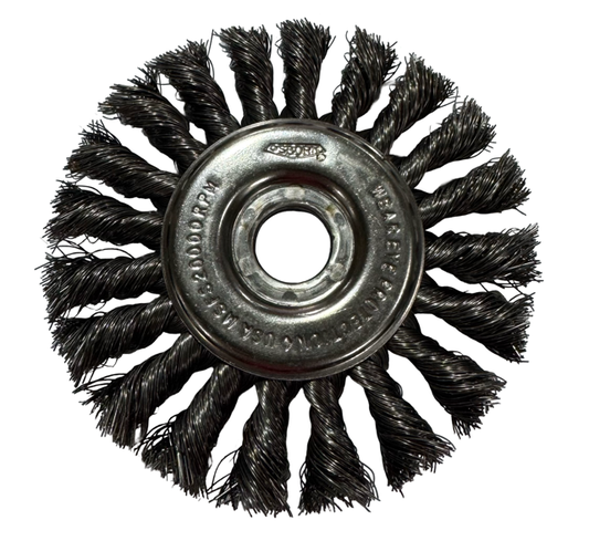 Osborn 4" Knotted Straight Wheel Wire Brush 1/2"-5/8" Arbor, .0118" Steel USA Made
