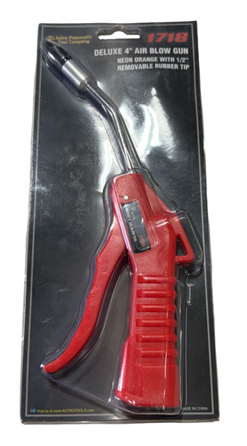 Astro Pneumatic 4" Deluxe Air Blow Gun Neon Orange with 1/2" Removal Rubber Tip