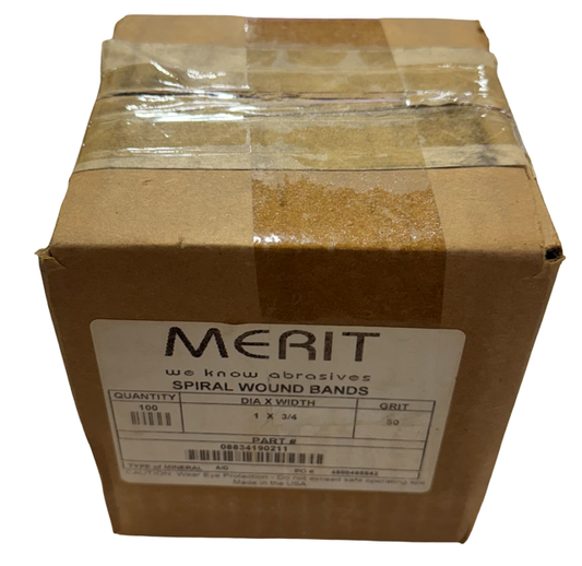 Merit 1" x 3/4" Spiral Wound Bands 50 Grit Aluminum Oxide 100 Pack