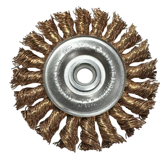 Weiler 3" Standard Twist Knot Wire Wheel, .020" Bronze Wire, 1/2"-3/8" Arbor Hole USA