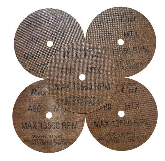 Rex-Cut 4" x 1/16" x 3/8" Non-Reinforced Cut-Off Wheel 80 Grit Aluminum Oxide 5 Pack