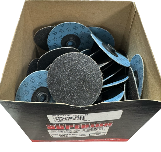 Superior Abrasives 3" Quick Change Sanding Discs Type-S 50 Grit Silicon Carbide 50 Pack