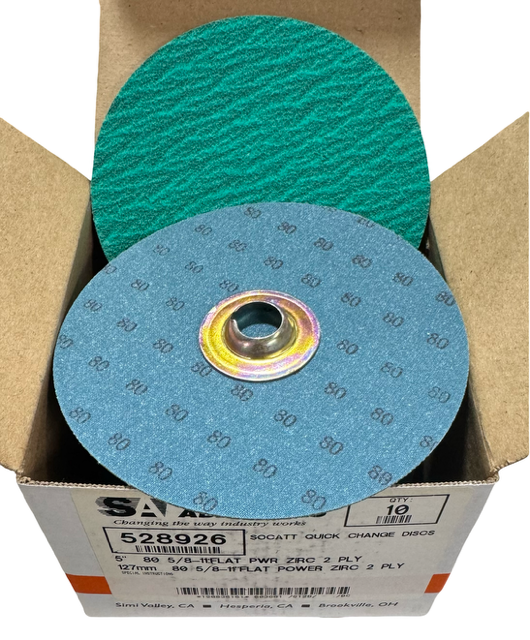 Standard Abrasives 5" x 5/8-11 Quick Change Sanding Discs 80 Grit Zirconia 10 Pack