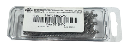 BRM 3/8" Miniature Brush 600 Grit Aluminum Oxide Cross Hole Deburring 12 Pack