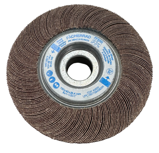 PFERD 6" x 1-1/2" x 1" Unmounted Flap Wheel 60 Grit INOX Aluminum Oxide