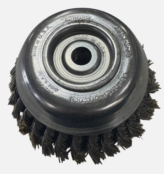 Osborn 6" Knot Wire Cup Brush, .035" x 5/8" Arbor hole USA Made
