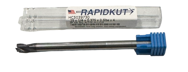 RapidKut 1/4" Carbide End Mill (2-1/2" Reach) 3 Flute AlTiN Coated