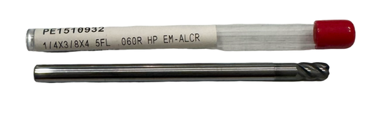 RapidKut 1/4" Carbide End Mill 5 Flute Necked .060" Radius AlCrN Coated USA