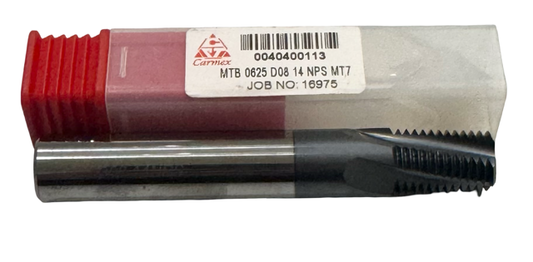 Carmex Carbide Thread Mill 1/2"-3/4" Thread, 14 TPI, PVD-TiAlN, MT7