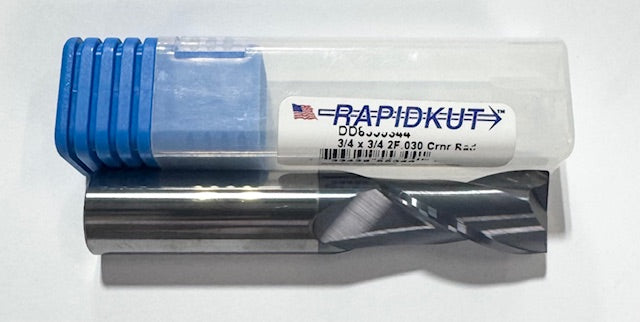 RapidKut 3/4" Carbide End Mill 2 Flute AlTiN Coated .030" Corner Radius