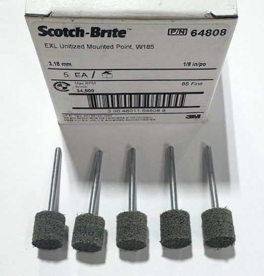 3M Scotch-Brite EXL Unitized Mounted Points, W185, Silicon Carbide, Medium 5 Pack