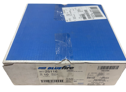 Norton BlueFire 4" x 54" R823P Sanding Belts 60 Grit Zirconia Alumina 10 Pack