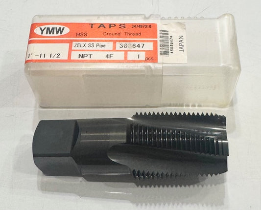 YMW 1"-11.5 HSS NPT Pipe Tap Spiral Flute 4 Flute Made in Japan