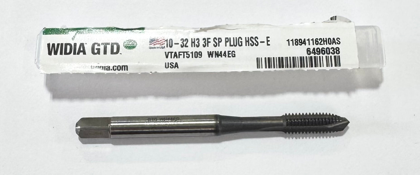 WIDIA 10-32 Cobalt Spiral Point Plug Tap 3 Flute H3 USA Made