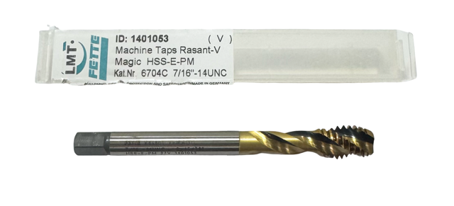 LMT FETTE 7/16"-14 UNC Cobalt Spiral Flute Tap Modified Bottoming 3FL TiCN+