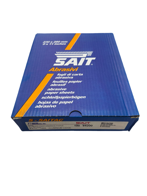 SAIT 9" x 11" Ultimate Performance Sanding Sheets 150 Grit Aluminum Oxide 100 Pack