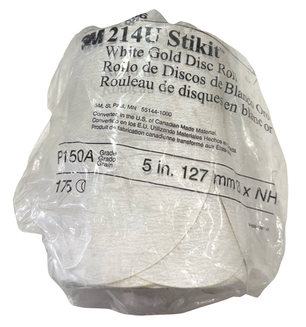 3M 5" Stikit White Gold Sanding Disc Roll 214U Aluminum Oxide 150 Grit 1 Roll
