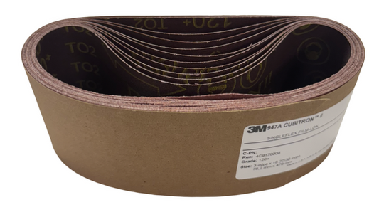 3M 3" x 18-27/32" 947A CUBITRON II Abrasive Sanding Belts 120+ X-Weight 10 Pack