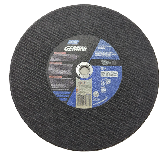 Norton GEMINI 14" x 1/8" x 1" Asphalt High Speed Cut-Off Wheel T1 Silicon Carbide