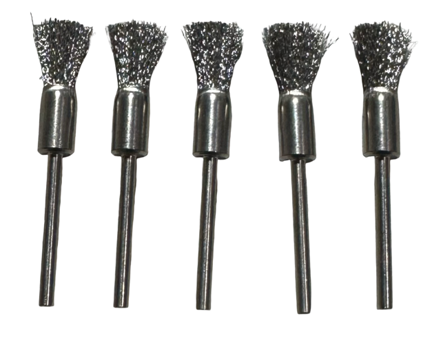 Weiler 5/16" Mini Wire End Brush, .005" Stainless Steel Wire, 1/8" Stem 5 Pack USA