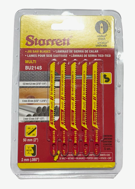 Starrett 2" Bi-Metal Unified Shank Jigsaw Blades 14 TPI 5 Pack