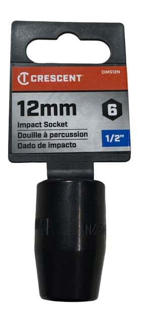 Crescent 1/2" Drive 12mm Impact Socket 6 Point Laser Marked