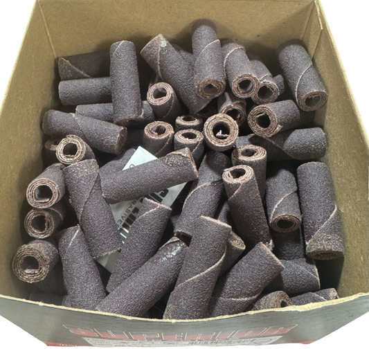 Superior Abrasives 1/2" X 1-1/2" X 1/4" Straight Cartridge Roll 80 Grit A/O 100 Pack