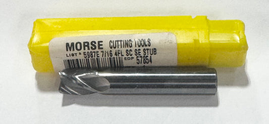 Morse 7/16" Carbide End Mill 4 Flute Stub Length USA Made