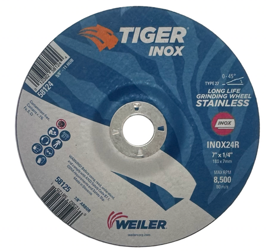 Weiler 7" x 1/4" x 7/8" Grinding Wheel T27 INOX 10 Pack