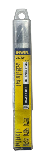 Irwin 21/32" HSS Silver & Deming Drill 1/2" Reduced Shank