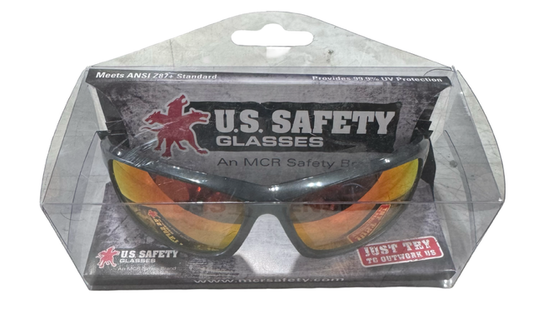 MCR Safety Glasses Red Mirror Polarized Lens Gun Metal Full-Frame