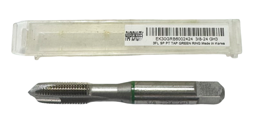 RapidKut 3/8"-24 HSSE-V3 Spiral Point Plug Tap 3 Flute GH3 Green Ring