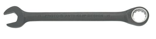 Proto 19mm Non-Reversible Ratcheting Combination Wrench 12 Point Black Chrome USA