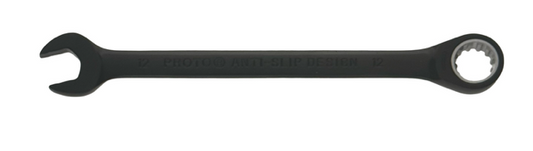 Proto 12mm Non-Reversible Ratcheting Combination Spline Wrench 12 Point Black
