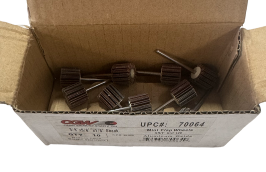 CGW 5/8" x 5/8" x 1/8" Mini Flap Wheels 120 Grit Aluminum Oxide 10 Pack