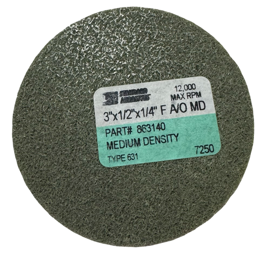 Standard Abrasives 3" x 1/2" x 1/4" Unitized Deburring Wheel A/O Fine Grit