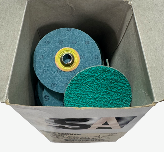Standard Abrasives 3" Quick Change Sanding Discs Turn-On 40 Grit Zirconia 50 Pack